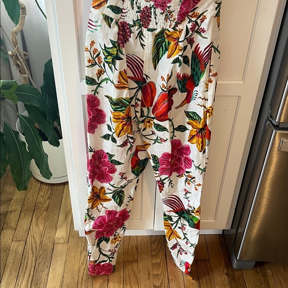Farm Rio toucans garden halter neck floral jumpsuit size xs NWOT - Picture 7 of 8